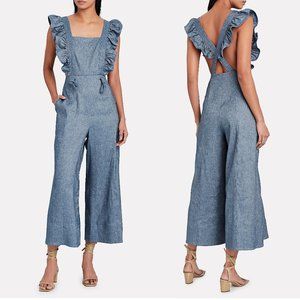 NWT! AMUR Chambray Frilled Jumpsuit